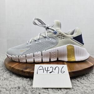 Nike Womens 9.5 Free Metcon 4 Pure Platinum Grey Gold White Training Gym Shoe